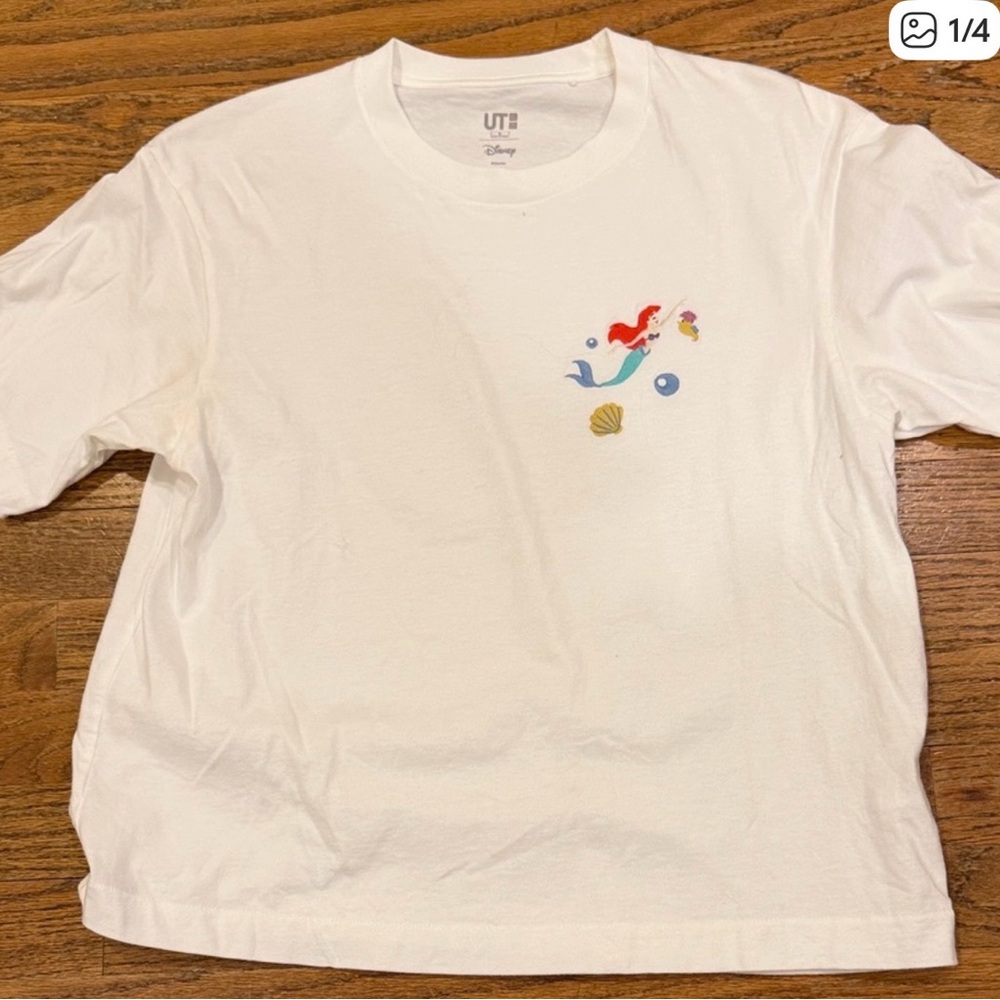 Uniqlo White Graphic Tee Ariel little mermaid